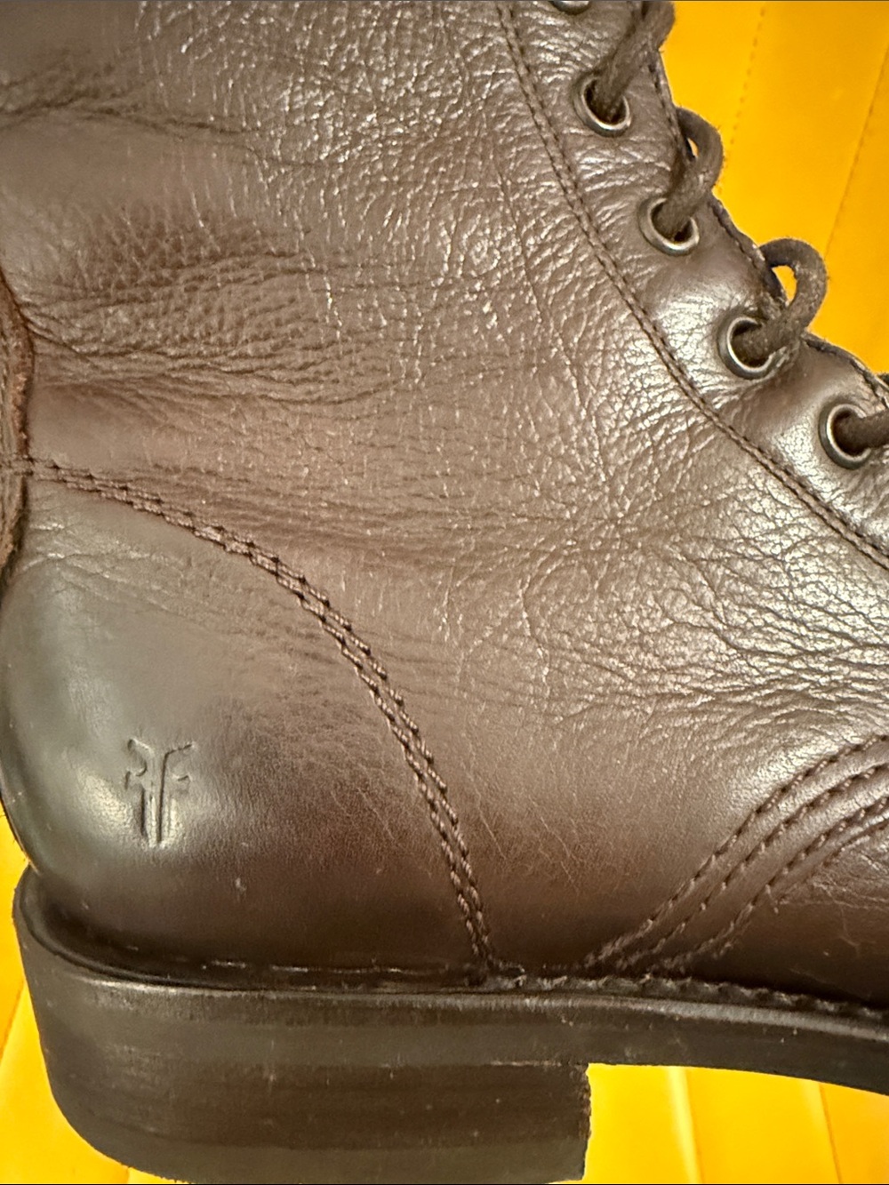 FRYE- Brand new- 3x use - Frye Dark Brown Leather Lace-Up Combat Boots. - Picture 4 of 6